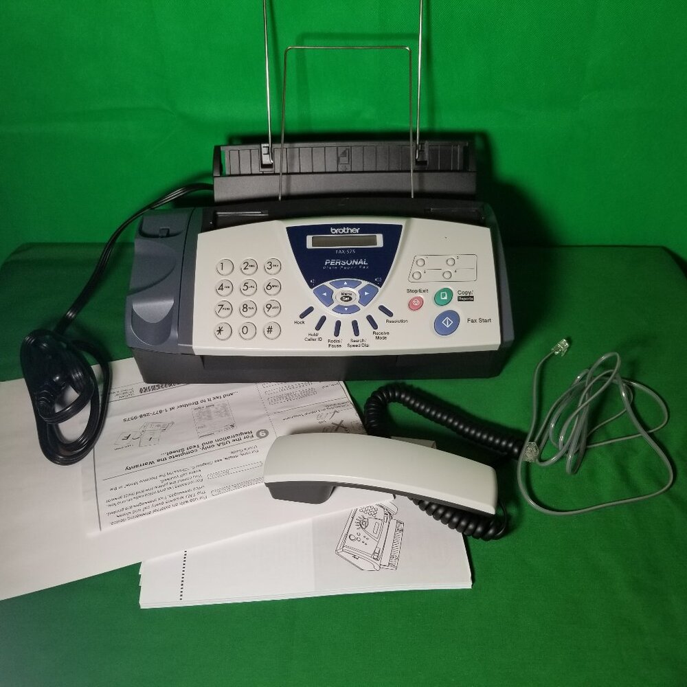 BROTHER FAX-575 PERSONAL PLAIN PAPER FAX MACHINE PHONE COPIER W/ WIRES